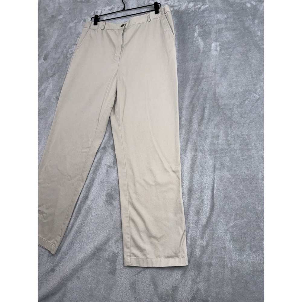 LL Bean Pants Women 14 Beige Khaki Original Fit Tapered Pleated Career‎ Casual - Picture 3 of 13